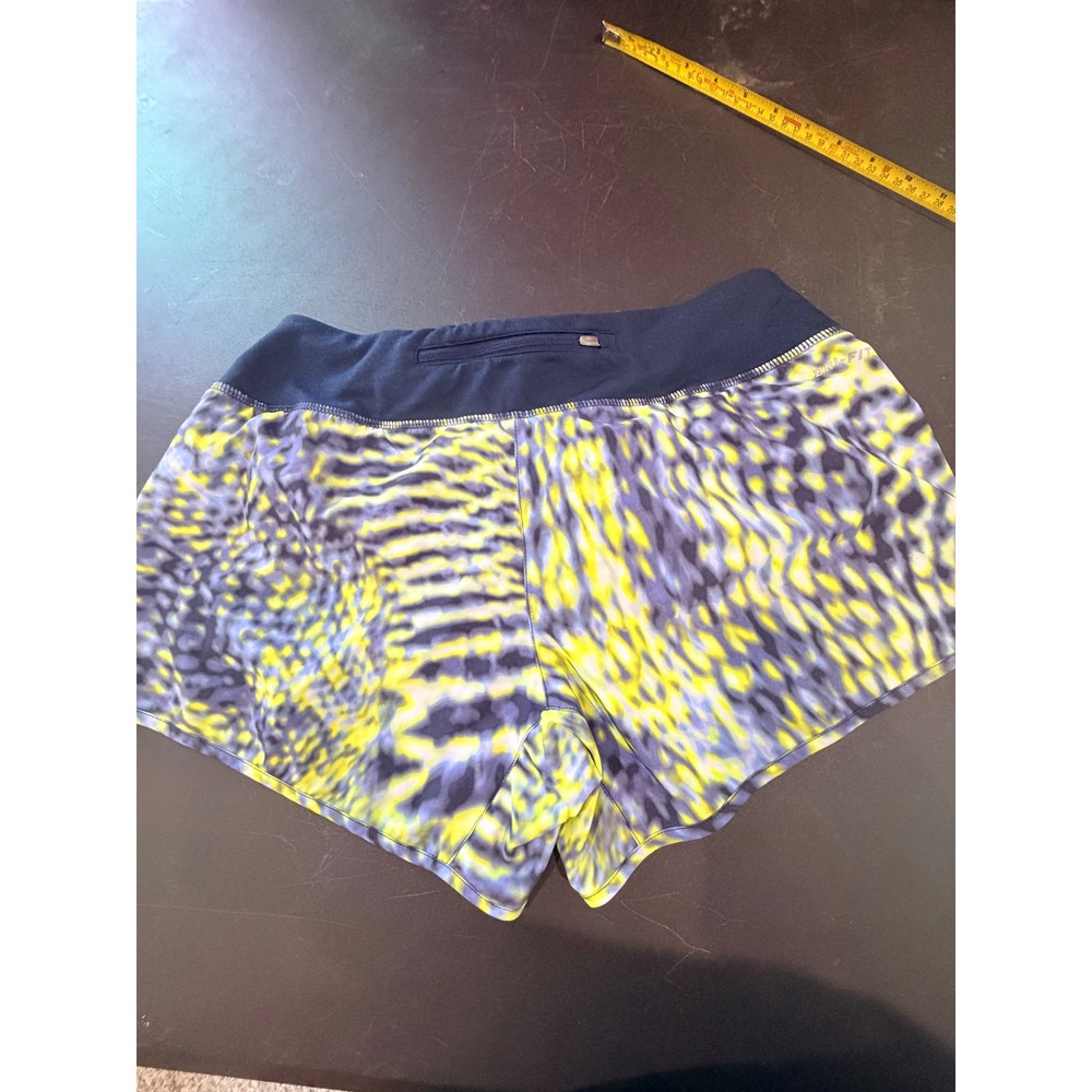 Nike Running Shorts Women Size S Blue Yellow Abstract Print Stretch Athletic Gym - Picture 6 of 7